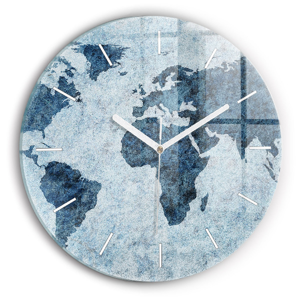 Wanduhr rund Gemalte Weltkarte