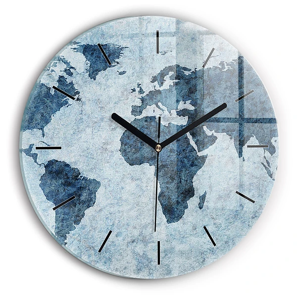 Wanduhr rund Gemalte Weltkarte