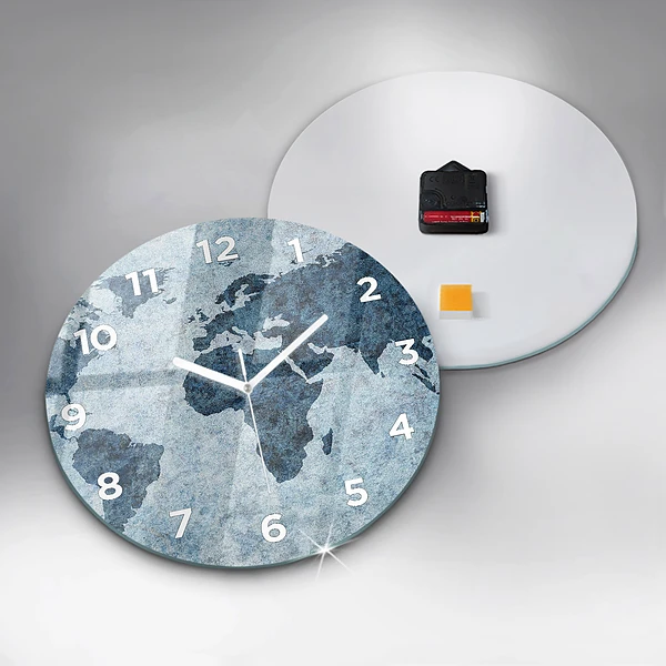 Wanduhr rund Gemalte Weltkarte
