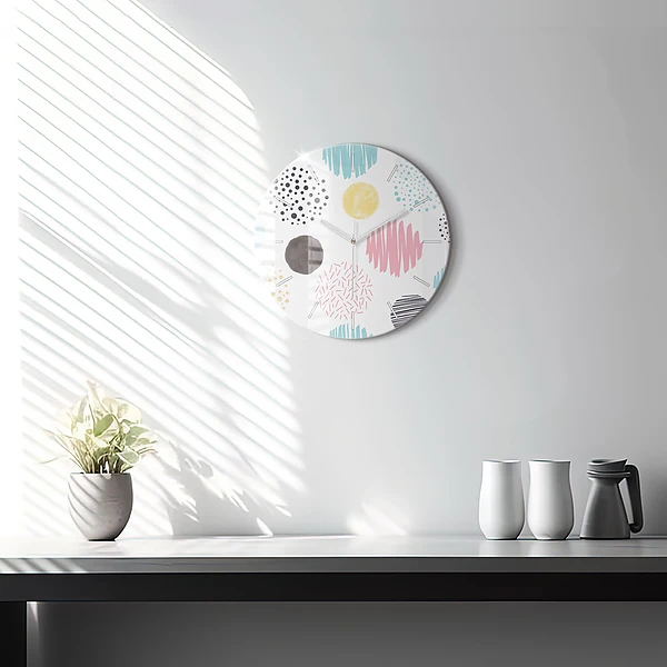 Wanduhr glas rund Geometrisches Muster