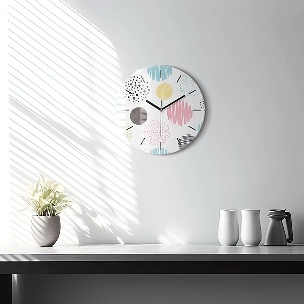 Wanduhr glas rund Geometrisches Muster