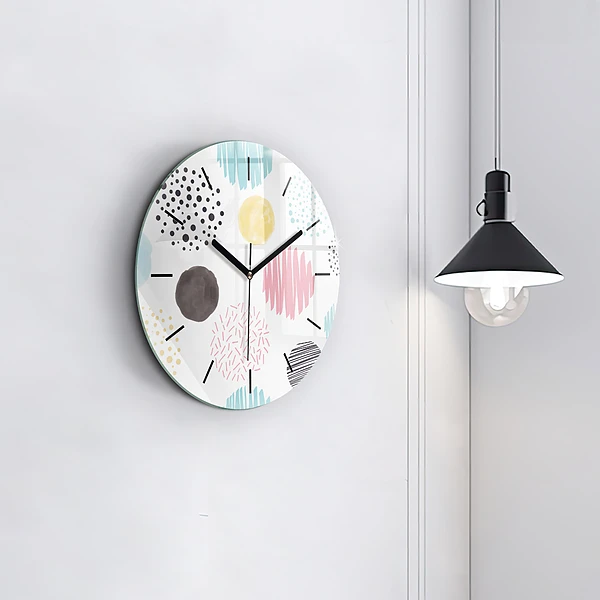 Wanduhr glas rund Geometrisches Muster