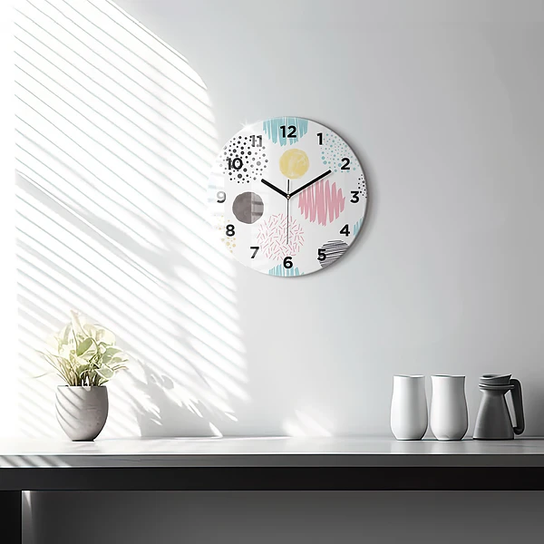 Wanduhr glas rund Geometrisches Muster