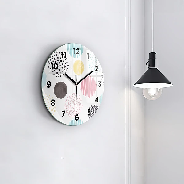 Wanduhr glas rund Geometrisches Muster