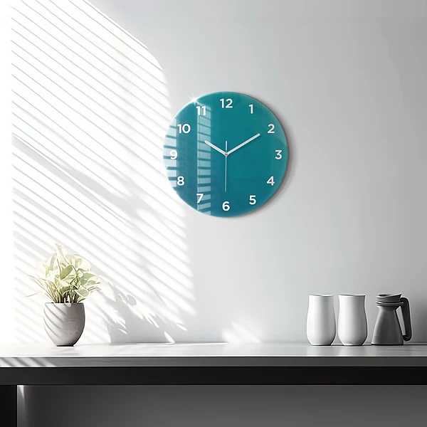 Wanduhr glas rund Marine Abstraktion