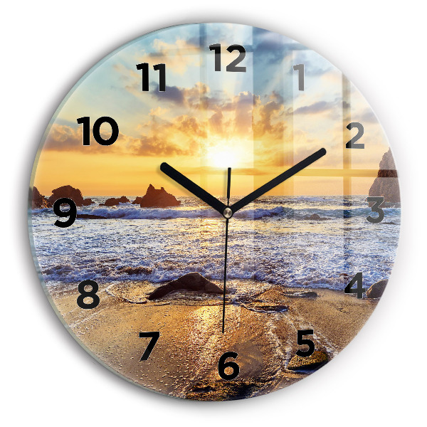 Wanduhr rund mit motiv Sonnenuntergang am Strand