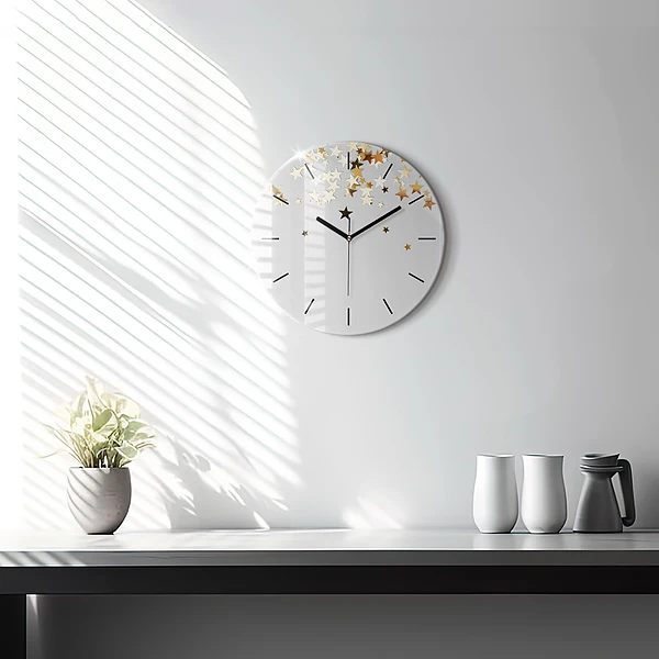 Wanduhr rund Sterne