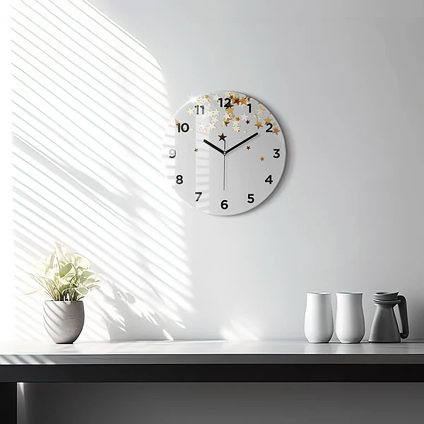 Wanduhr rund Sterne