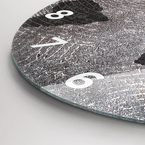 Wanduhr glas rund Weltkarte Beton