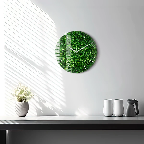 Wanduhr rund mit motiv Heckenblätter