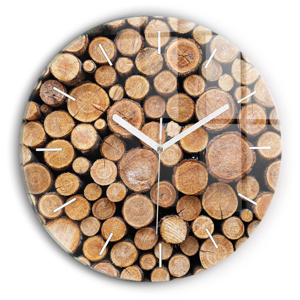 Wanduhr glas rund Baumringe