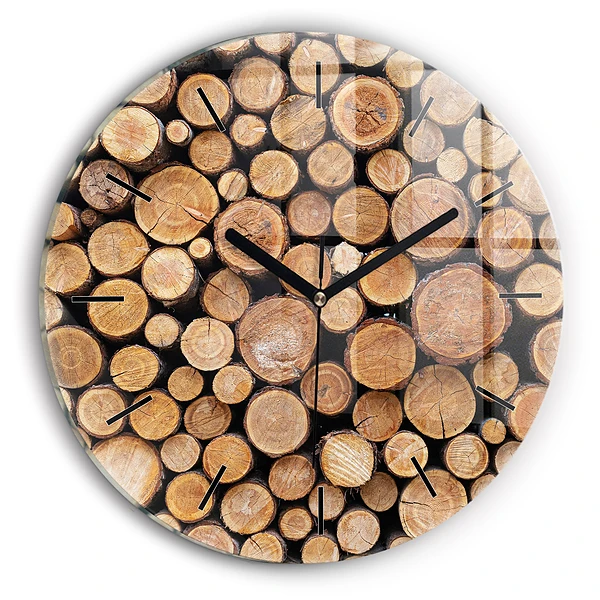 Wanduhr glas rund Baumringe