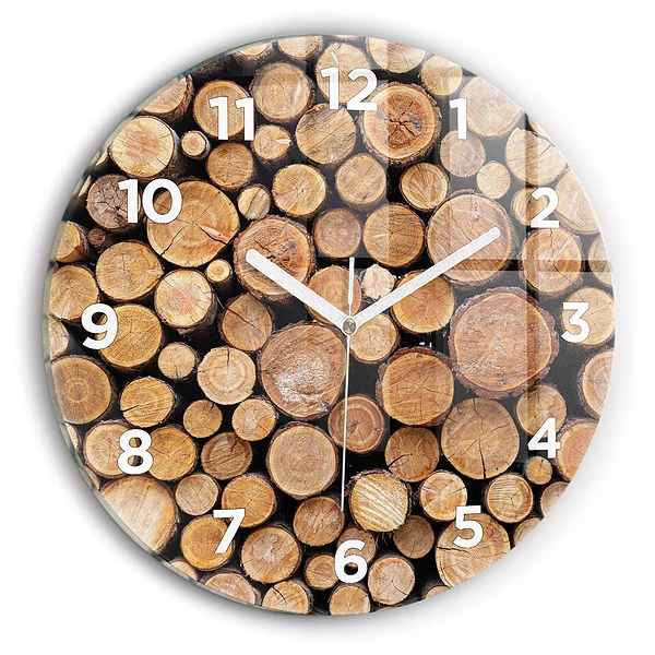 Wanduhr glas rund Baumringe