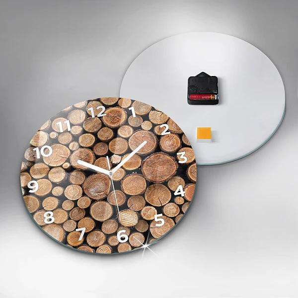 Wanduhr glas rund Baumringe