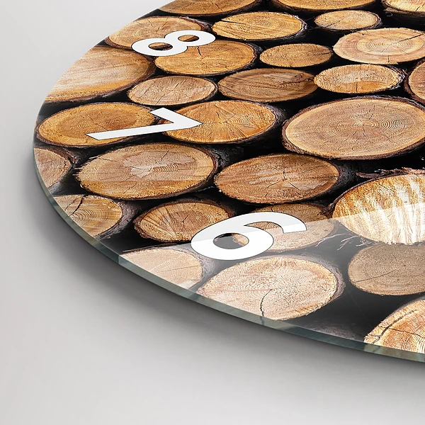 Wanduhr glas rund Baumringe