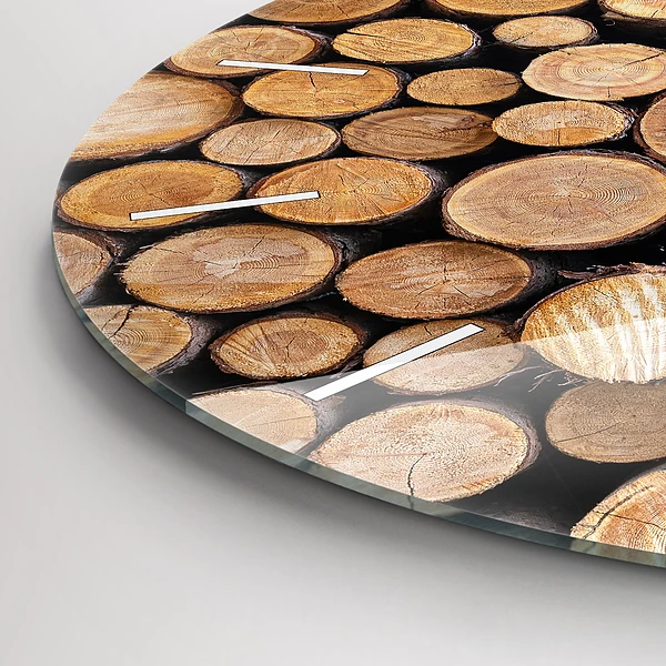 Wanduhr glas rund Baumringe