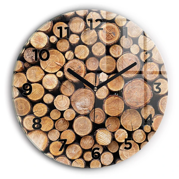 Wanduhr glas rund Baumringe
