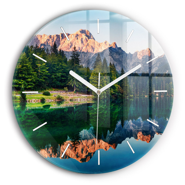 Wanduhr glas rund Seelandschaft