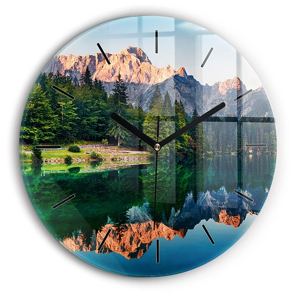 Wanduhr glas rund Seelandschaft