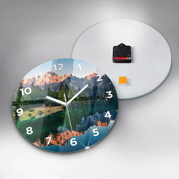 Wanduhr glas rund Seelandschaft