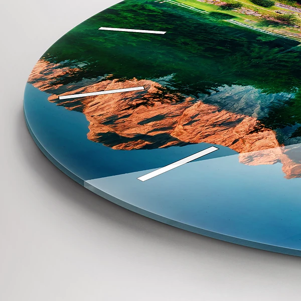 Wanduhr glas rund Seelandschaft