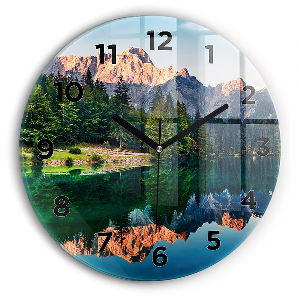 Wanduhr glas rund Seelandschaft