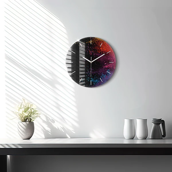Wanduhr rund mit motiv Eine Explosion von Farben