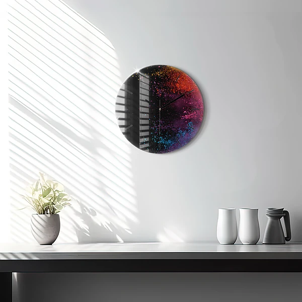 Wanduhr rund mit motiv Eine Explosion von Farben