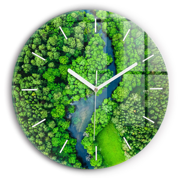 Wanduhr rund Fluss im Wald