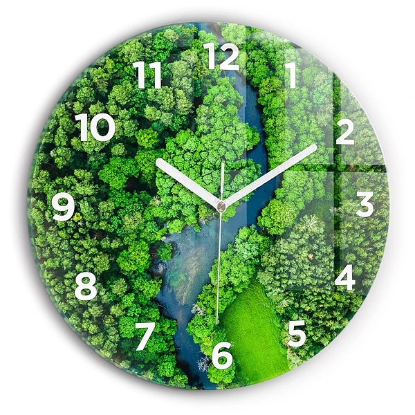 Wanduhr rund Fluss im Wald