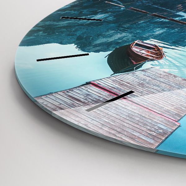 Wanduhr rund mit motiv Boote auf einem See