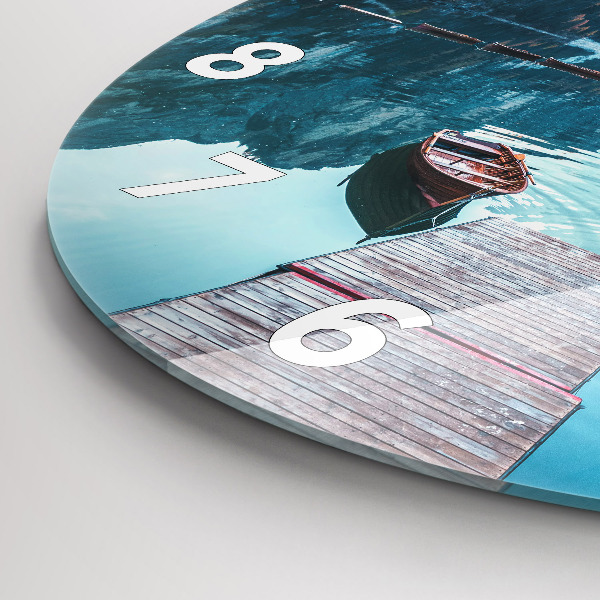 Wanduhr rund mit motiv Boote auf einem See