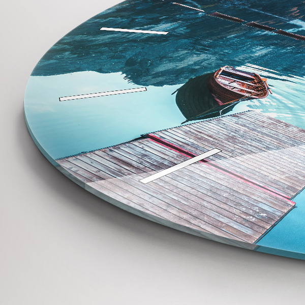 Wanduhr rund mit motiv Boote auf einem See