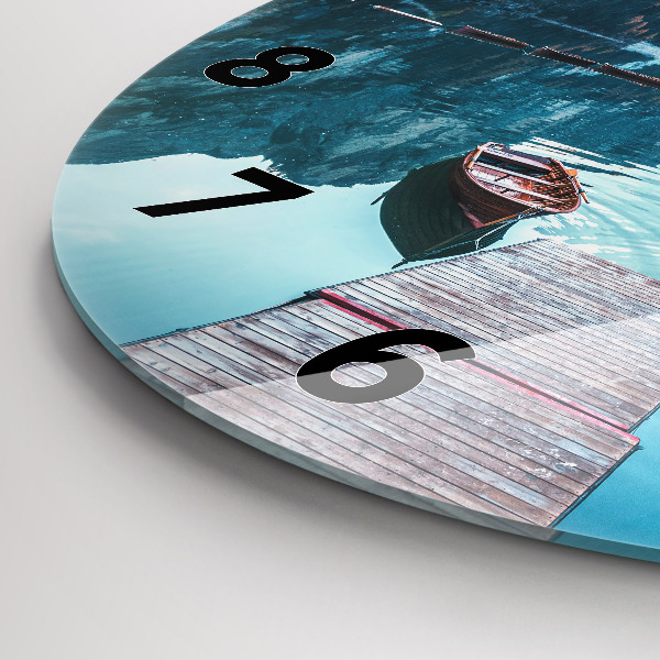 Wanduhr rund mit motiv Boote auf einem See