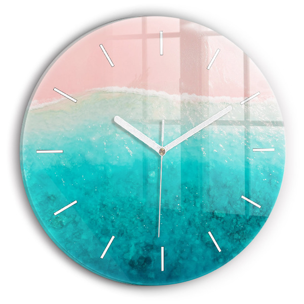 Wanduhr glas rund Strand Meersand