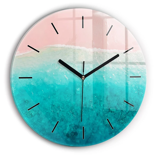 Wanduhr glas rund Strand Meersand
