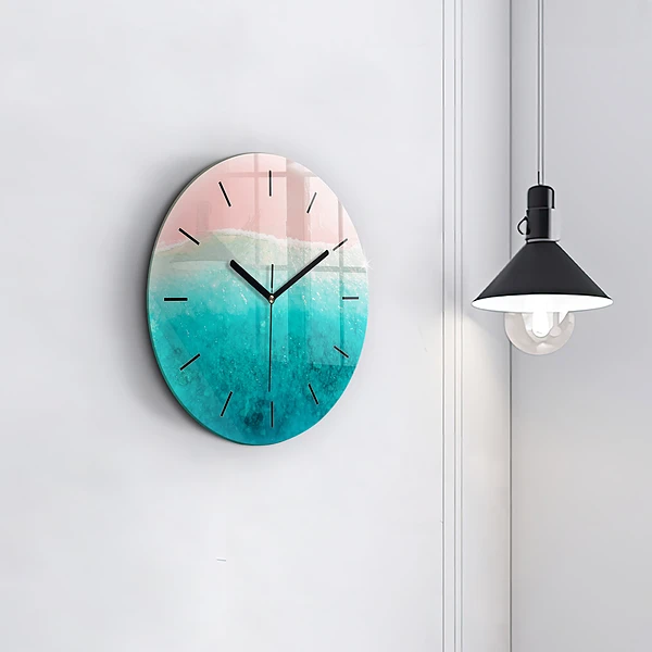 Wanduhr glas rund Strand Meersand