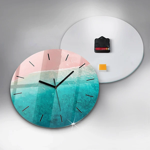 Wanduhr glas rund Strand Meersand