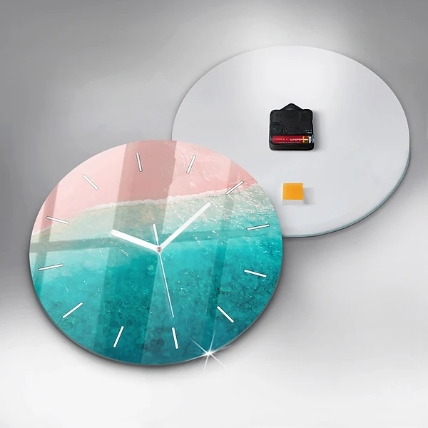 Wanduhr glas rund Strand Meersand
