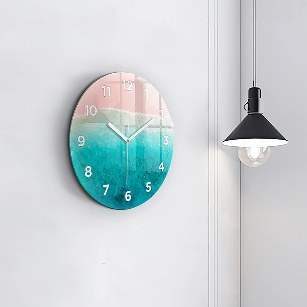 Wanduhr glas rund Strand Meersand