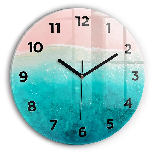 Wanduhr glas rund Strand Meersand