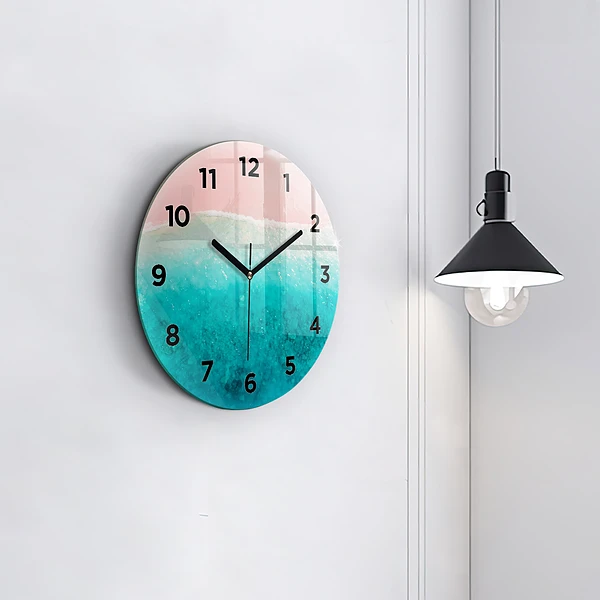 Wanduhr glas rund Strand Meersand