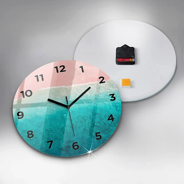 Wanduhr glas rund Strand Meersand