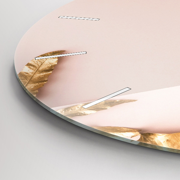 Wanduhr rund mit motiv Goldene tropische Blätter