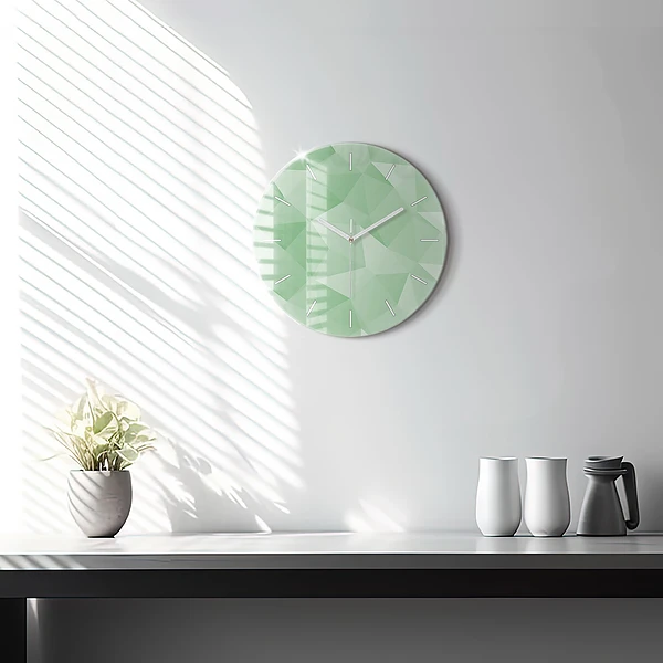 Wanduhr glas rund Dreiecke abstrakt