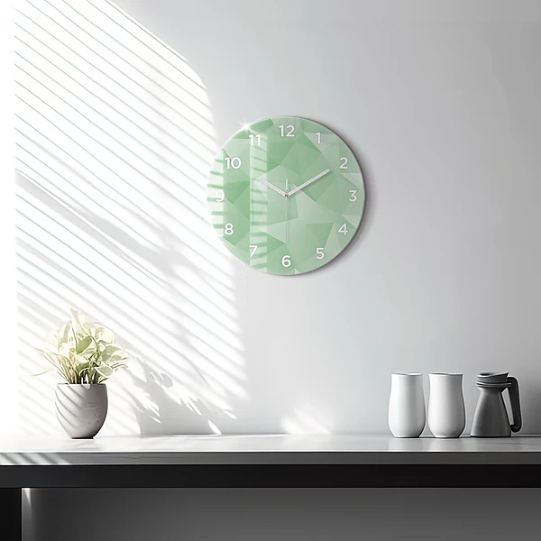 Wanduhr glas rund Dreiecke abstrakt