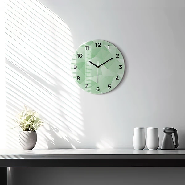 Wanduhr glas rund Dreiecke abstrakt