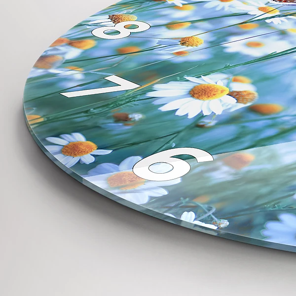 Wanduhr glas rund Schmetterling auf einer Wiese