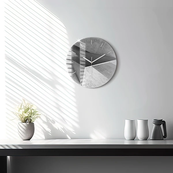 Wanduhr glas rund Abstrakte Dreiecke