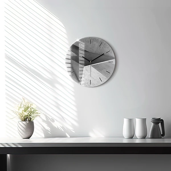 Wanduhr glas rund Abstrakte Dreiecke